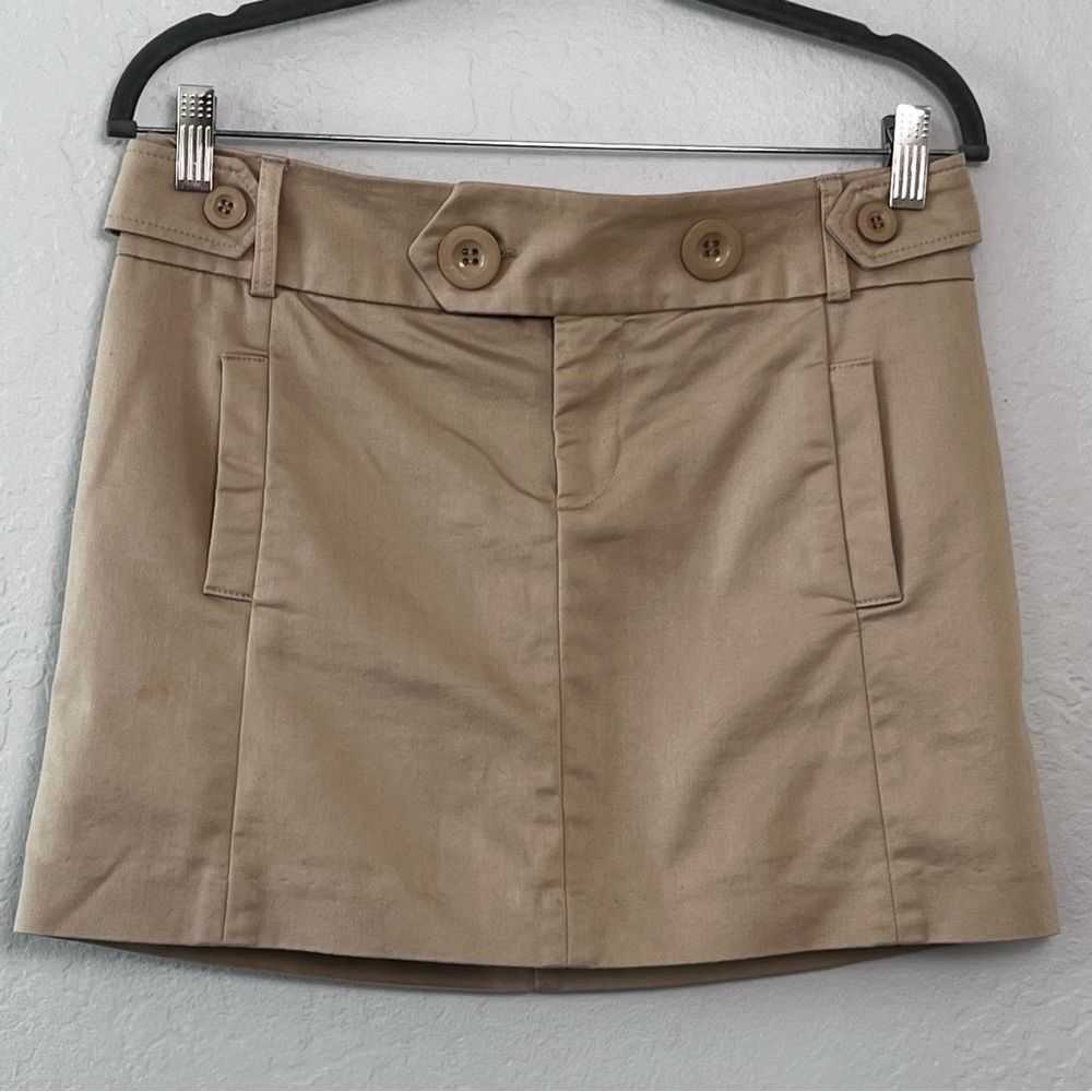 DM Tan Mini Skort Size 6P Front Pockets Retro Academia Preppy Skirt